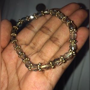 gold bead & rose clear bracelet